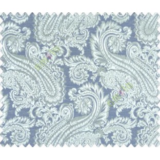 Traditional ivory large paisley floral self design beige royal blue aqua brown silver main curtain